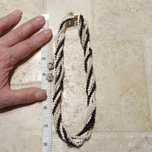 Vintage beaded rope necklace with matching earrings